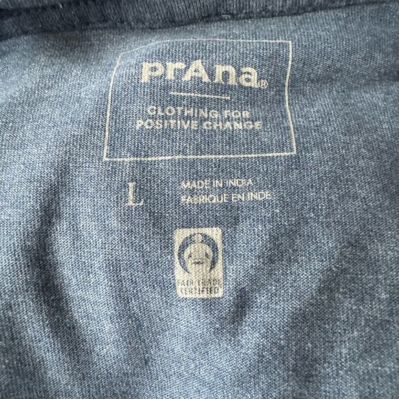 Prana Men’s Heather Blue Hooded Long Sleeve Tee Size L - Picture 5 of 5